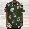 Flying Poker Cards Print Textured Short Sleeve Shirt