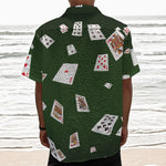 Flying Poker Cards Print Textured Short Sleeve Shirt