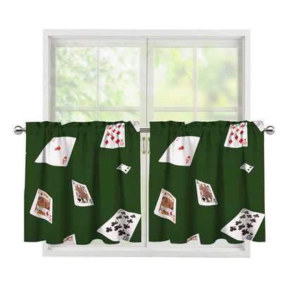 Flying Poker Cards Print Tier Curtains