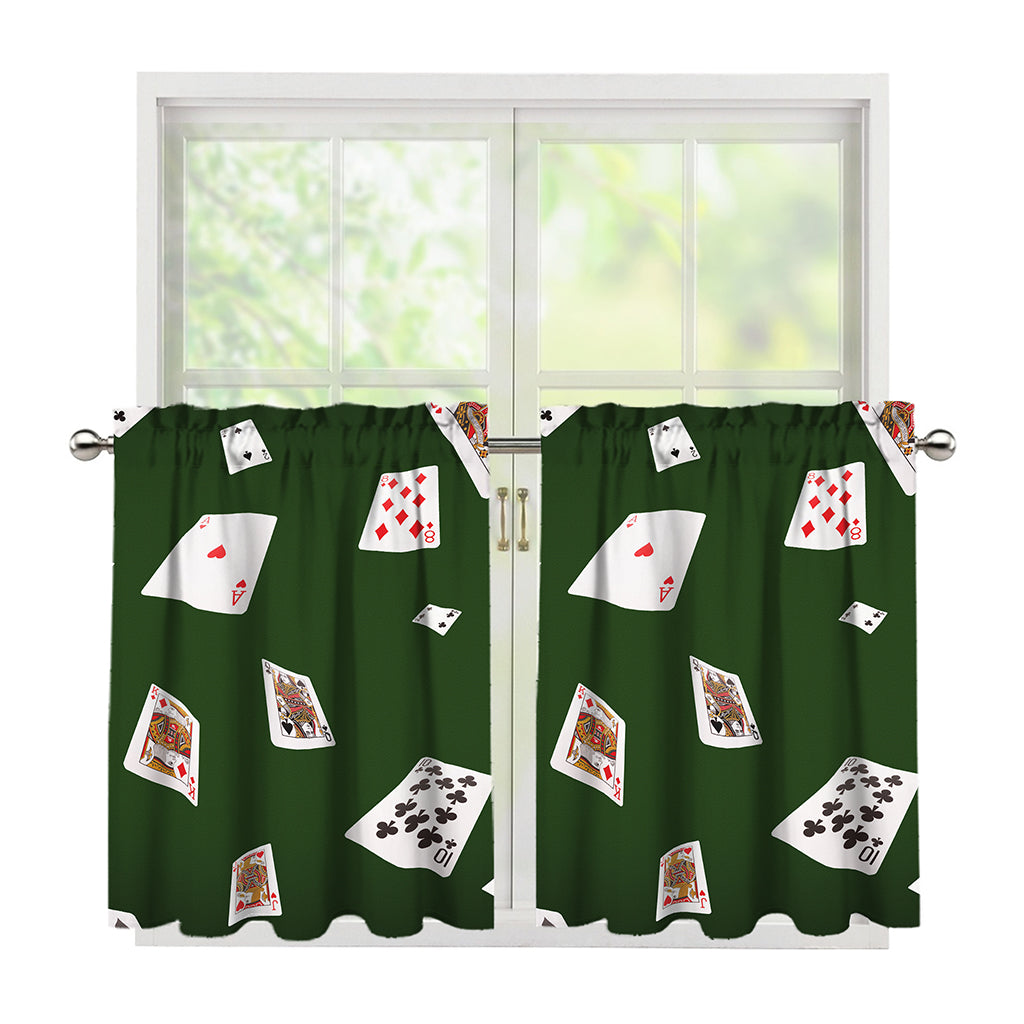 Flying Poker Cards Print Tier Curtains