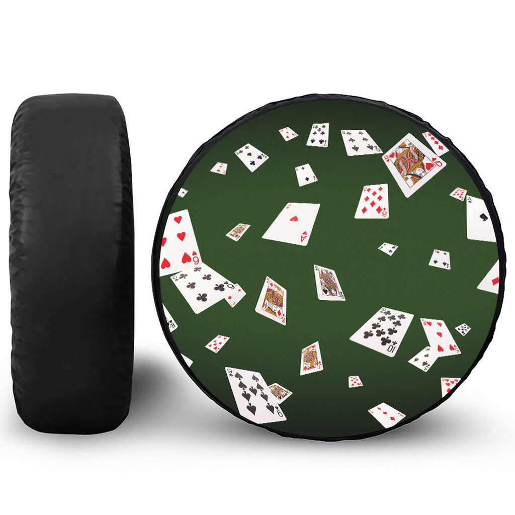 Flying Poker Cards Print Tire Cover