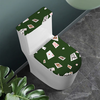 Flying Poker Cards Print Toilet Lid And Tank Cover Set