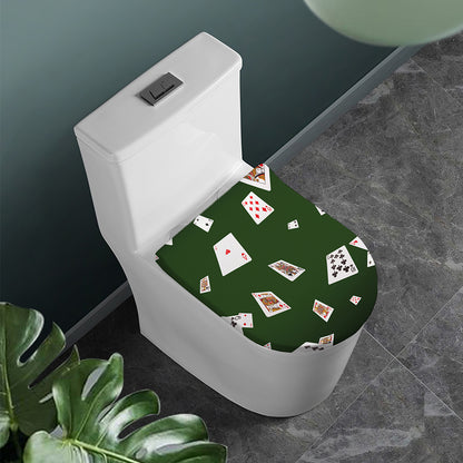 Flying Poker Cards Print Toilet Lid Cover