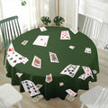 Flying Poker Cards Print Waterproof Round Tablecloth