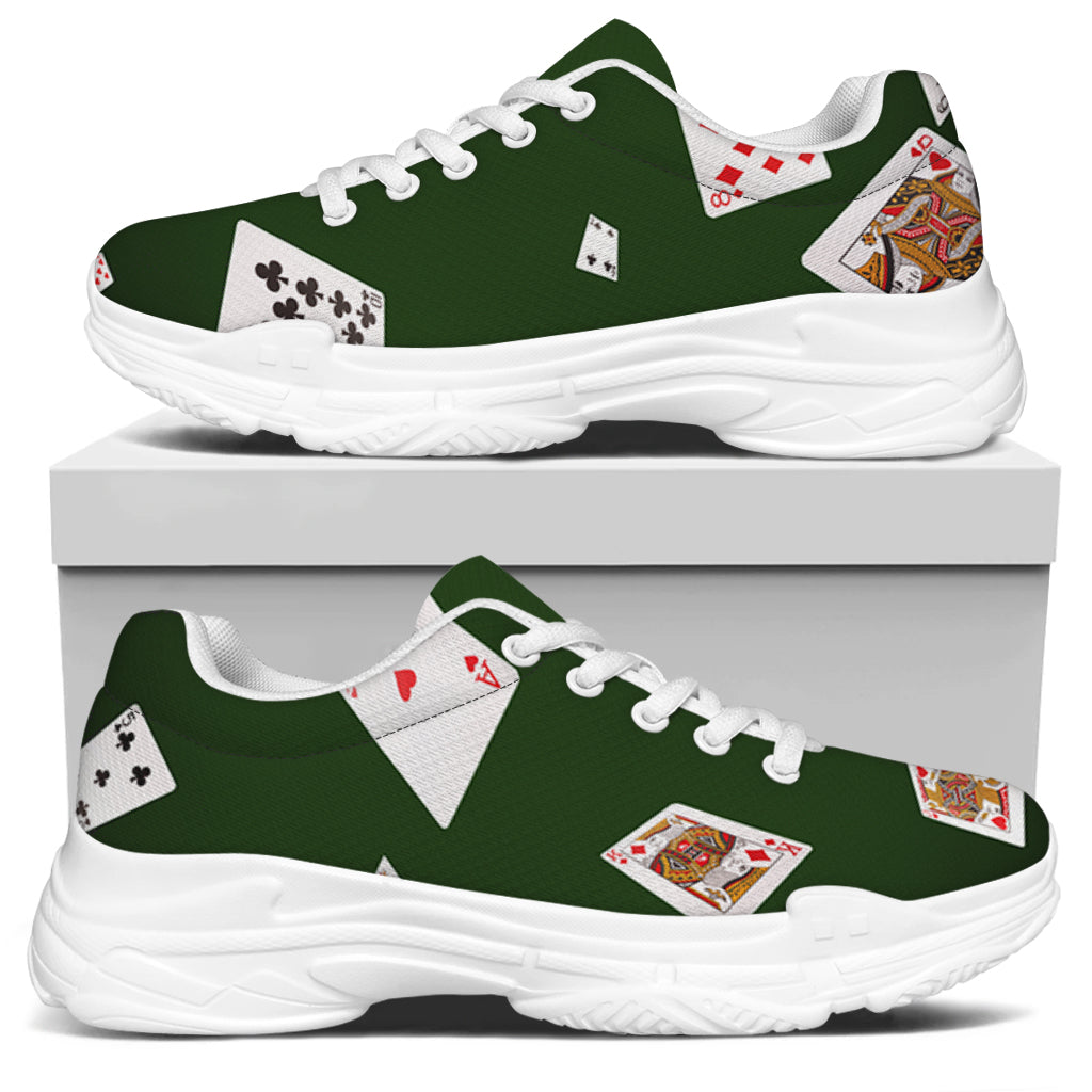 Flying Poker Cards Print White Chunky Shoes