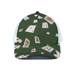 Flying Poker Cards Print White Mesh Trucker Cap