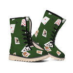 Flying Poker Cards Print Winter Boots