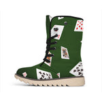 Flying Poker Cards Print Winter Boots