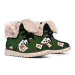 Flying Poker Cards Print Winter Boots