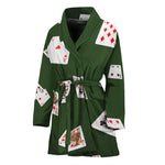 Flying Poker Cards Print Women's Bathrobe