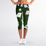 Flying Poker Cards Print Women's Capri Leggings