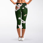 Flying Poker Cards Print Women's Capri Leggings