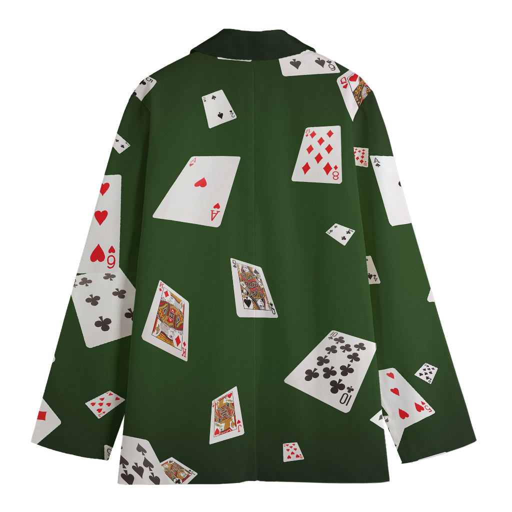 Flying Poker Cards Print Women's Cotton Blazer