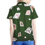 Flying Poker Cards Print Women's Polo Shirt
