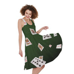 Flying Poker Cards Print Women's Sleeveless Dress