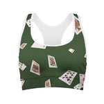 Flying Poker Cards Print Women's Sports Bra