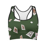 Flying Poker Cards Print Women's Sports Bra