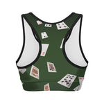 Flying Poker Cards Print Women's Sports Bra