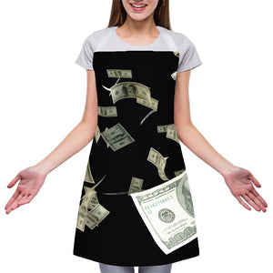 Flying US Dollar Print Adjustable Apron