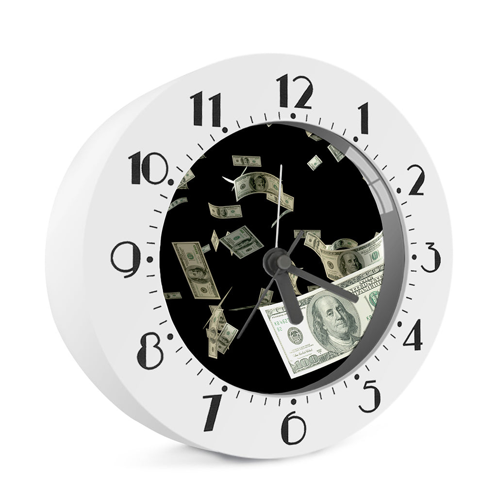 Flying US Dollar Print Alarm Clock