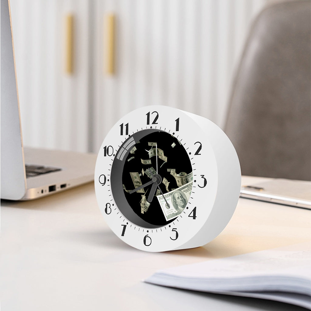 Flying US Dollar Print Alarm Clock