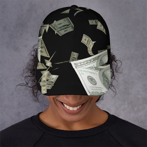 Flying US Dollar Print Baseball Cap