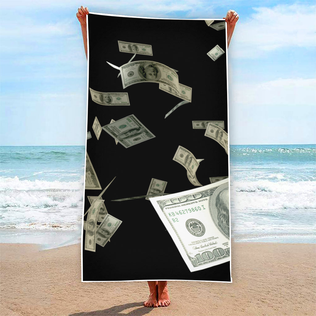 Flying US Dollar Print Beach Towel