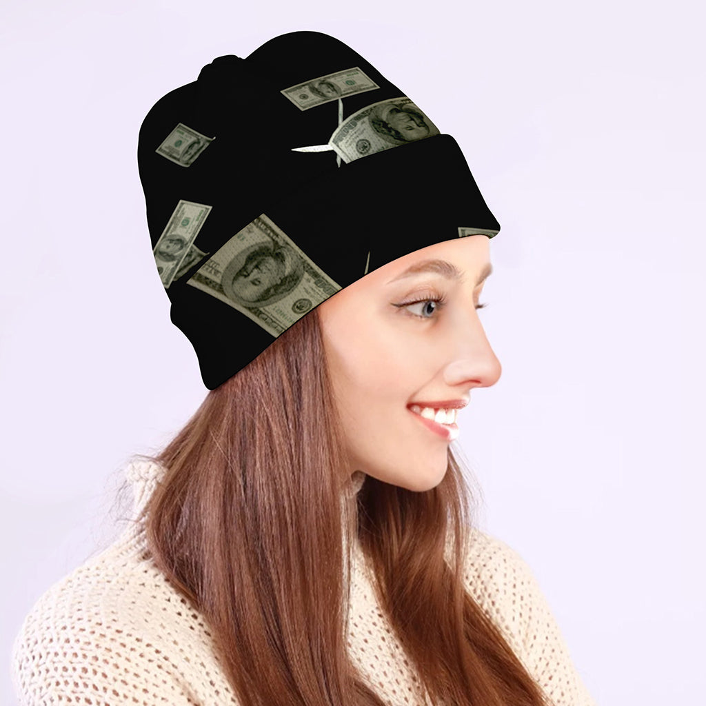 Flying US Dollar Print Beanie