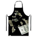 Flying US Dollar Print Bib Apron With Pocket