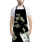 Flying US Dollar Print Bib Apron With Pocket