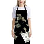 Flying US Dollar Print Bib Apron With Pocket