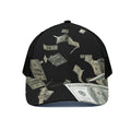Flying US Dollar Print Black Mesh Trucker Hat