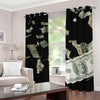 Flying US Dollar Print Blackout Grommet Curtains