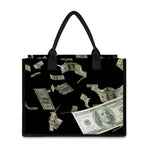 Flying US Dollar Print Canvas Tote Bag