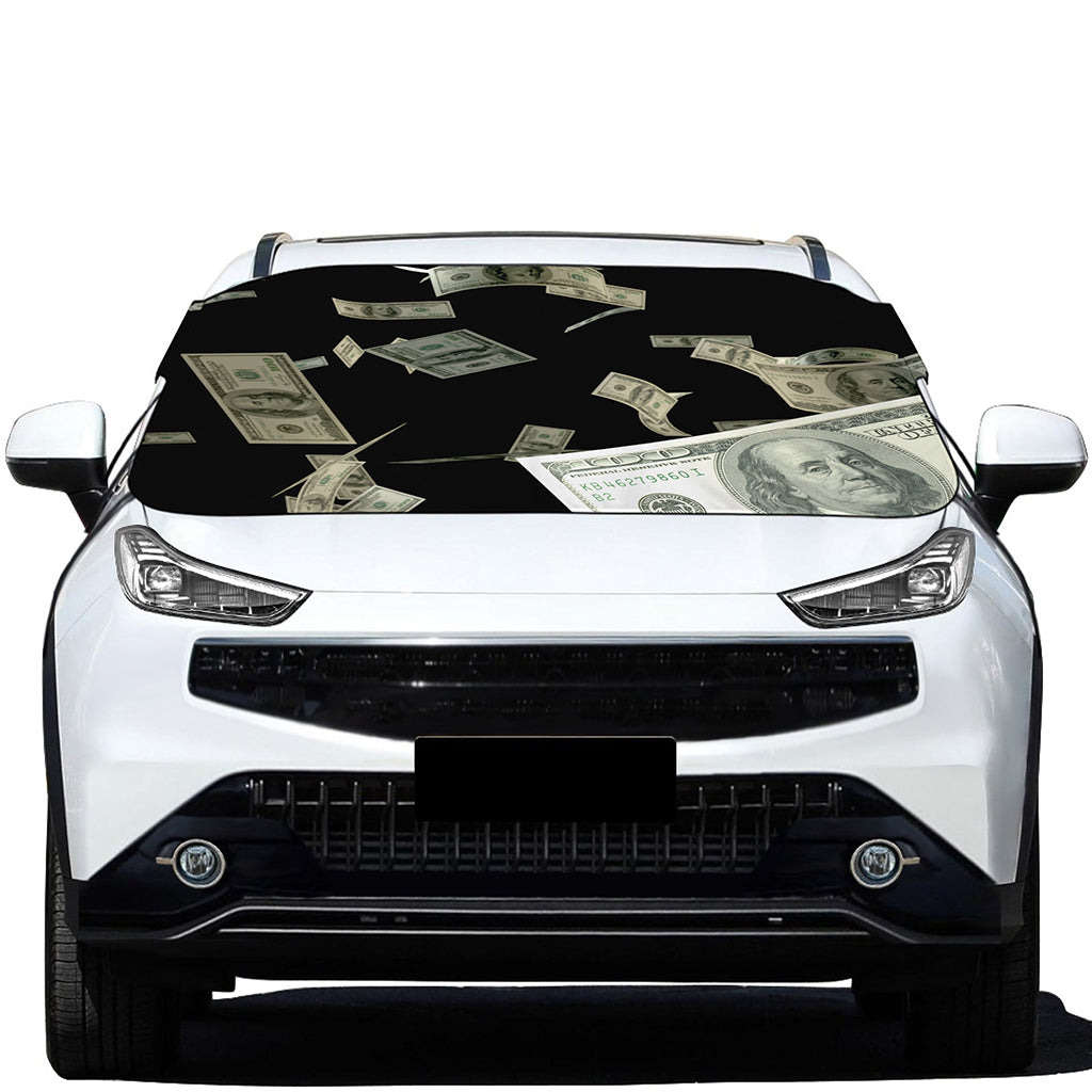 Flying US Dollar Print Car Windshield Snow Cover