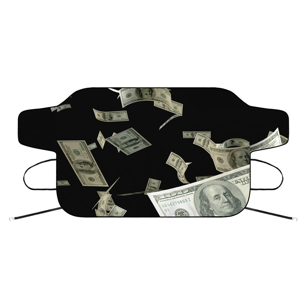 Flying US Dollar Print Car Windshield Snow Cover