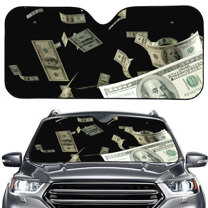 Flying US Dollar Print Car Windshield Sun Shade