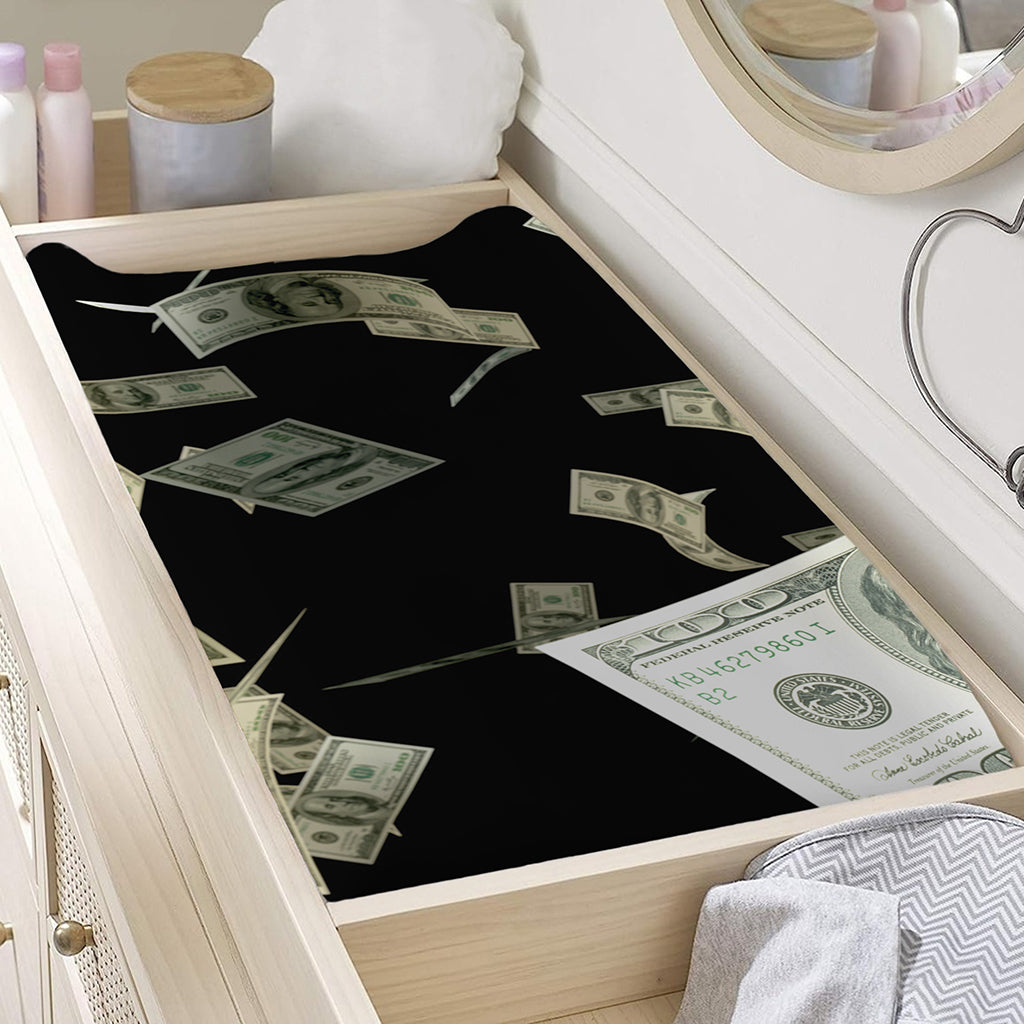 Flying US Dollar Print Changing Pad Cover