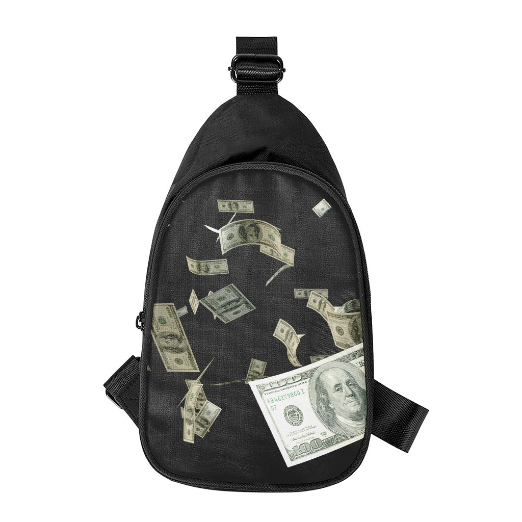 Flying US Dollar Print Chest Bag