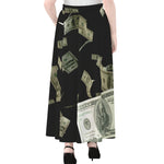 Flying US Dollar Print Chiffon Maxi Skirt