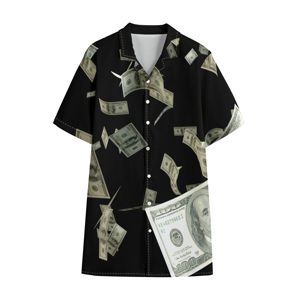 Flying US Dollar Print Cotton Hawaiian Shirt