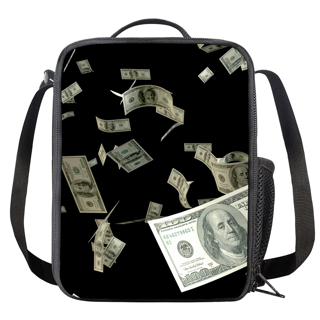 Flying US Dollar Print Crossbody Lunch Bag
