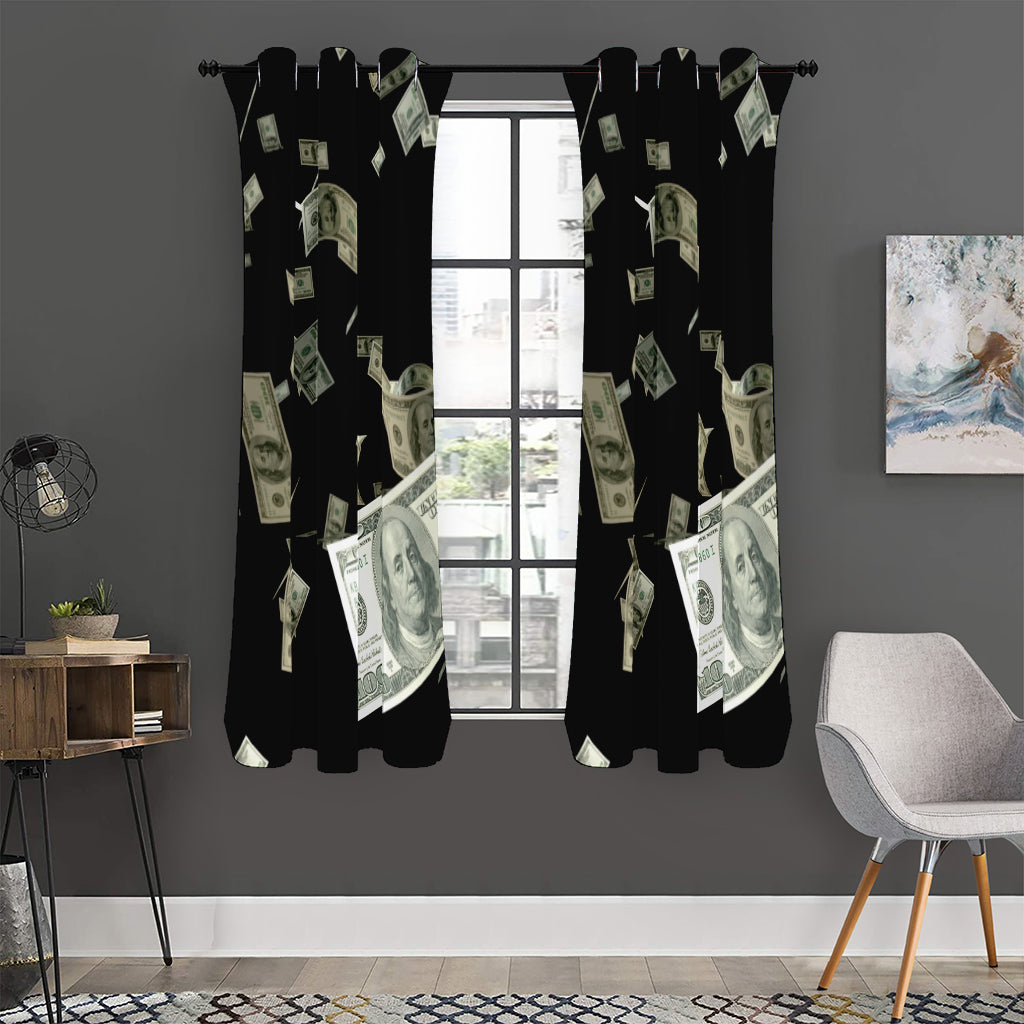 Flying US Dollar Print Curtain