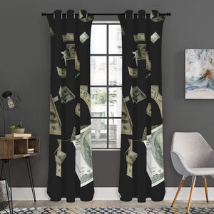 Flying US Dollar Print Curtain