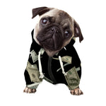 Flying US Dollar Print Dog Zip Up Hoodie