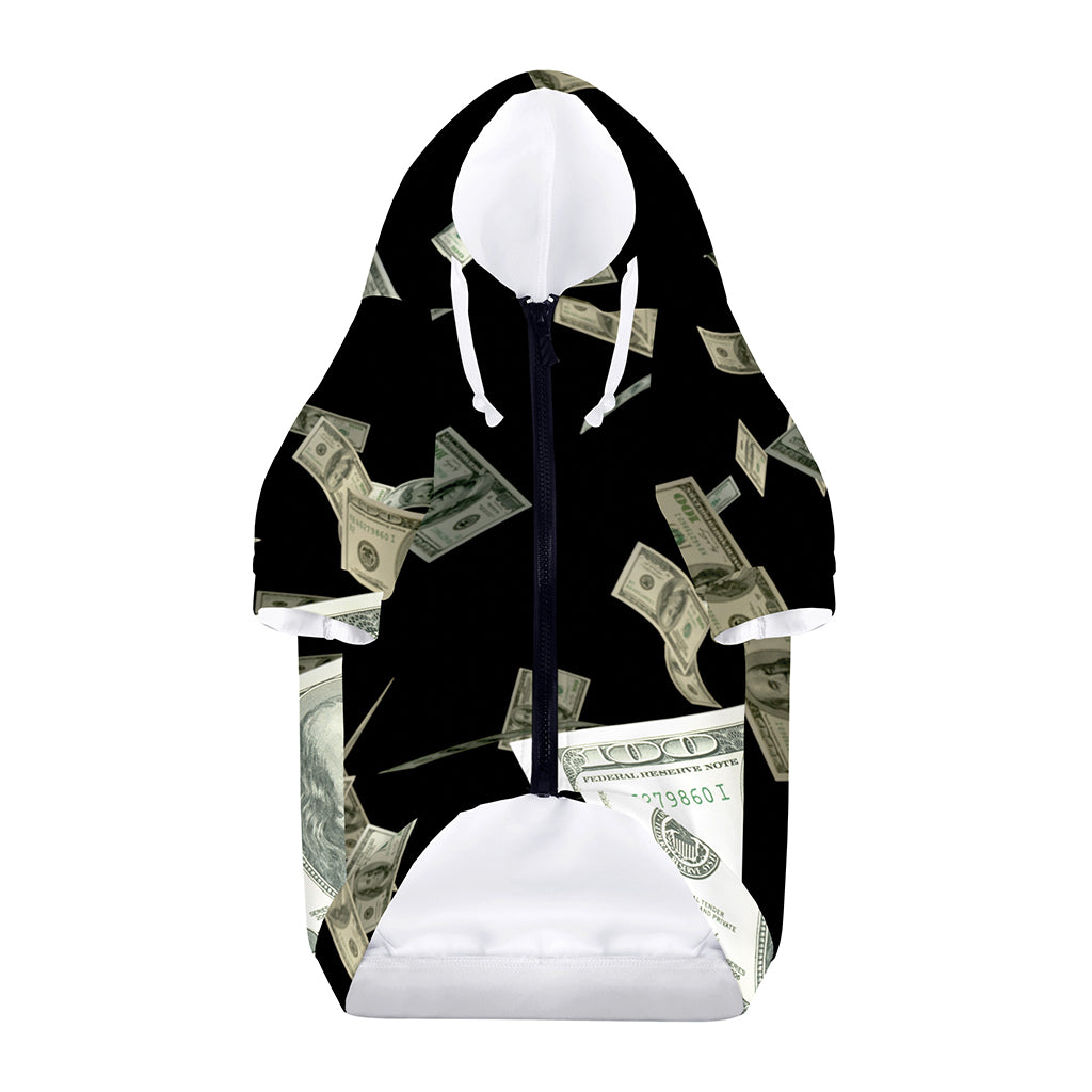 Flying US Dollar Print Dog Zip Up Hoodie