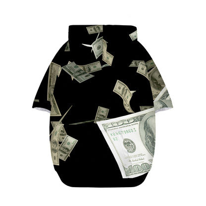 Flying US Dollar Print Dog Zip Up Hoodie