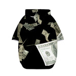 Flying US Dollar Print Dog Zip Up Hoodie