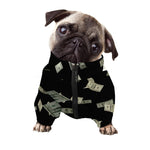 Flying US Dollar Print Dog Zip Up Jacket
