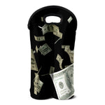Flying US Dollar Print Double Neoprene Wine Tote